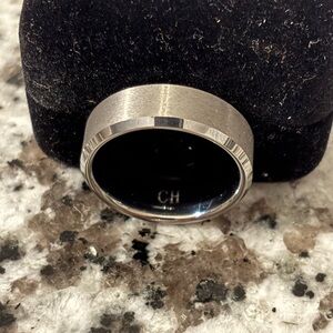 Tungsten Wedding Band Beveled Size 11 8mm Width